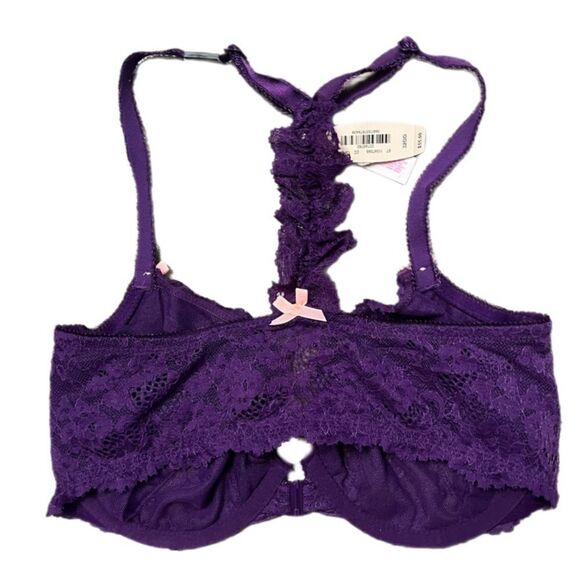 Victorias Secret Dream Angels Unlined Demi Racerback Lace bra Purple 34DD - Picture 6 of 6